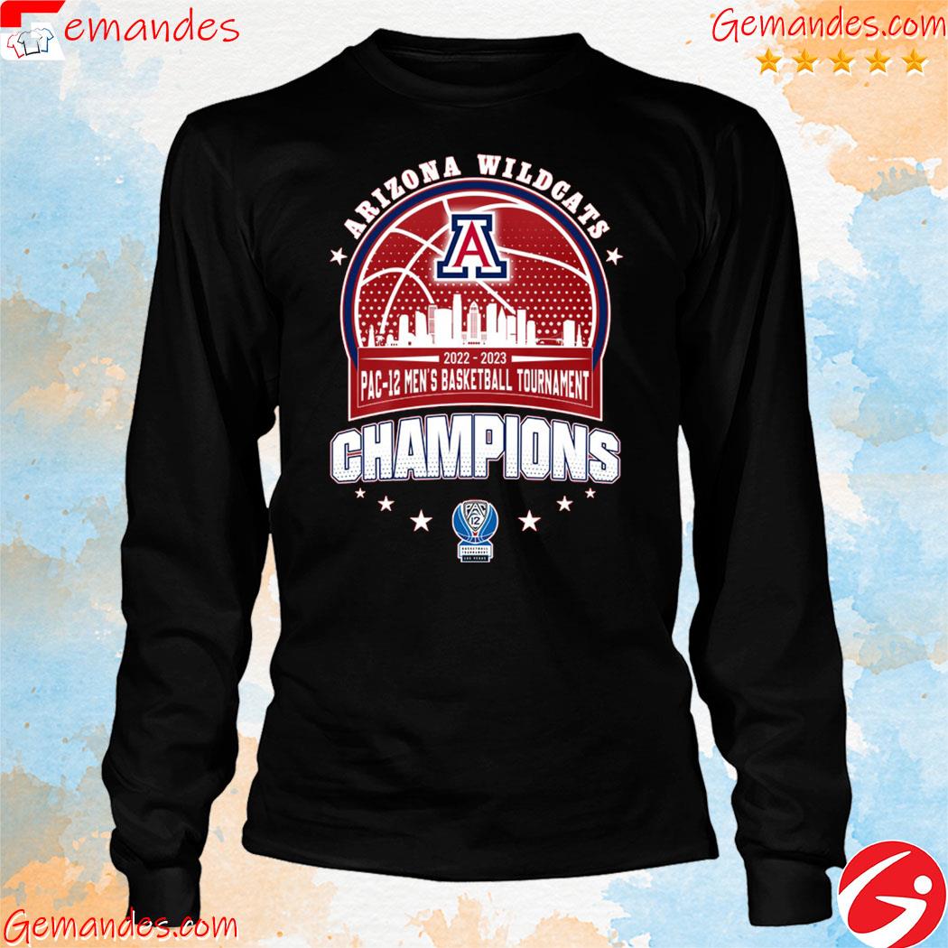 Arizona Wildcats 2022-2023 PAC-12 Men's Basketball Tournament Champions Skylines longslevee