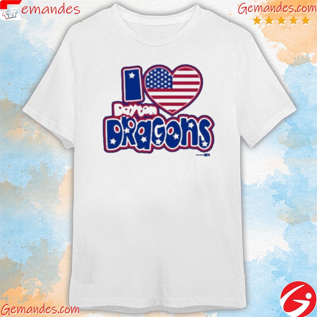 Official I Love Dayton Dragons Heart American Flag 2023 shirt
