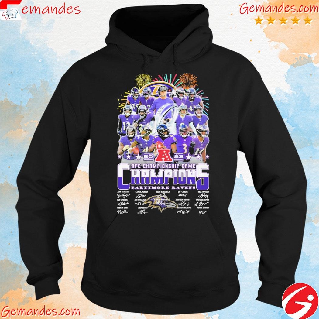 John Harbaugh AFC Champions Game Baltimore Ravens Champions Signatures Teams 2023 shirt hoodie.jpg