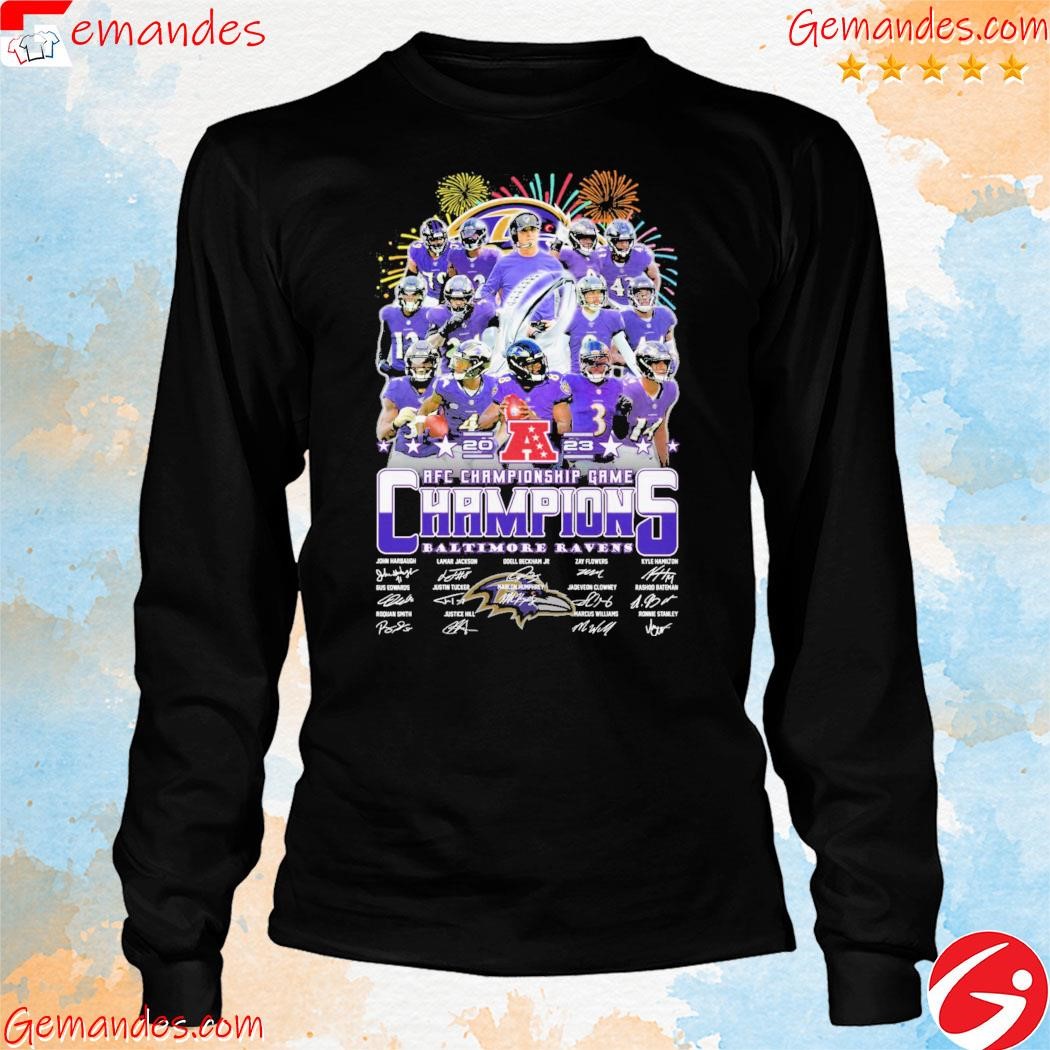 John Harbaugh AFC Champions Game Baltimore Ravens Champions Signatures Teams 2023 shirt longslevee.jpg
