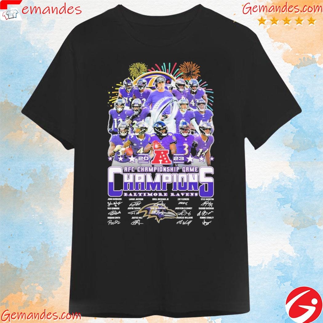John Harbaugh AFC Champions Game Baltimore Ravens Champions Signatures Teams 2023 shirt